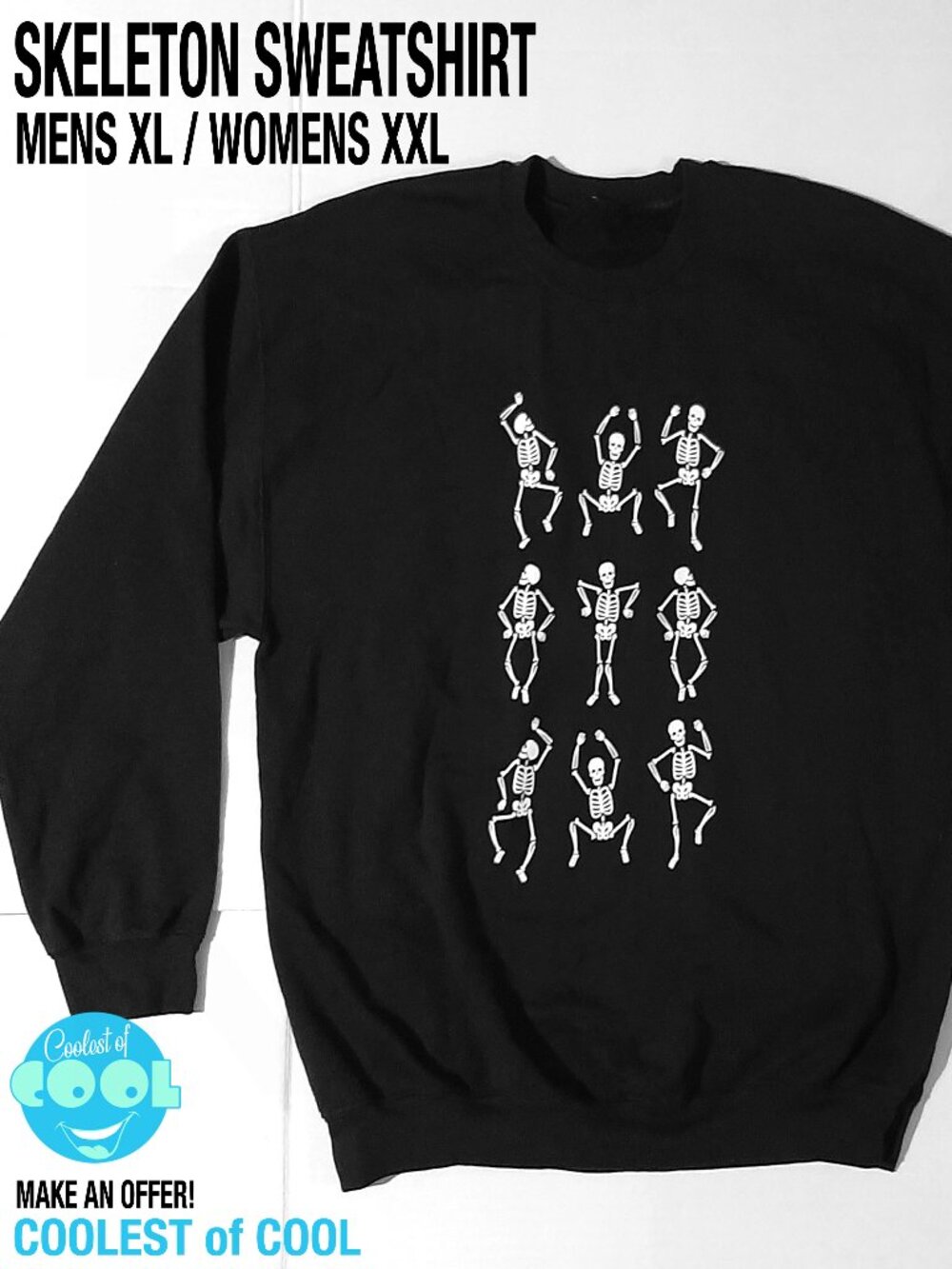 VTG Y2k Dancing Skeletons Halloween sweatshirt unisex Men's XL / Women's XXL